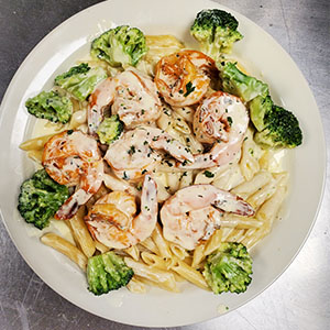 Grilled Shrimp & Broccoli Alfredo